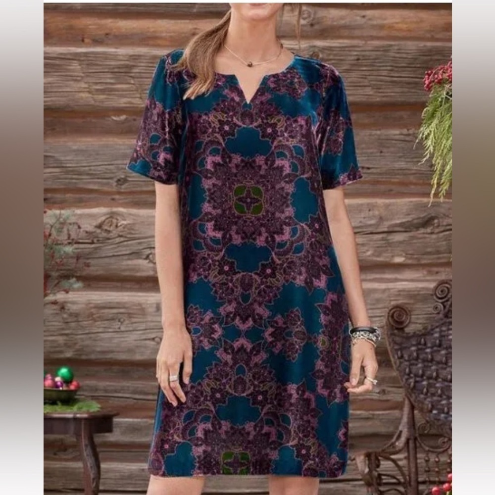 Sundance Nomi Velvet Shift Mini Dress S Brown‎ Casual Date Night Comfy Dress